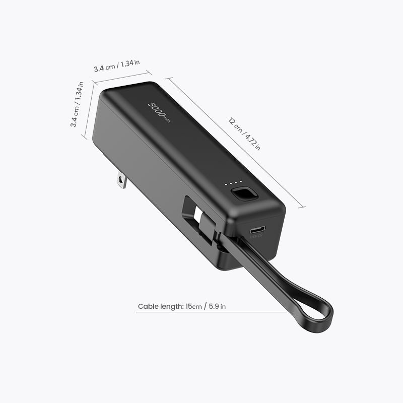 Foldable AC Plug 3 in 1 Mini Power Bank（5,000mAh）