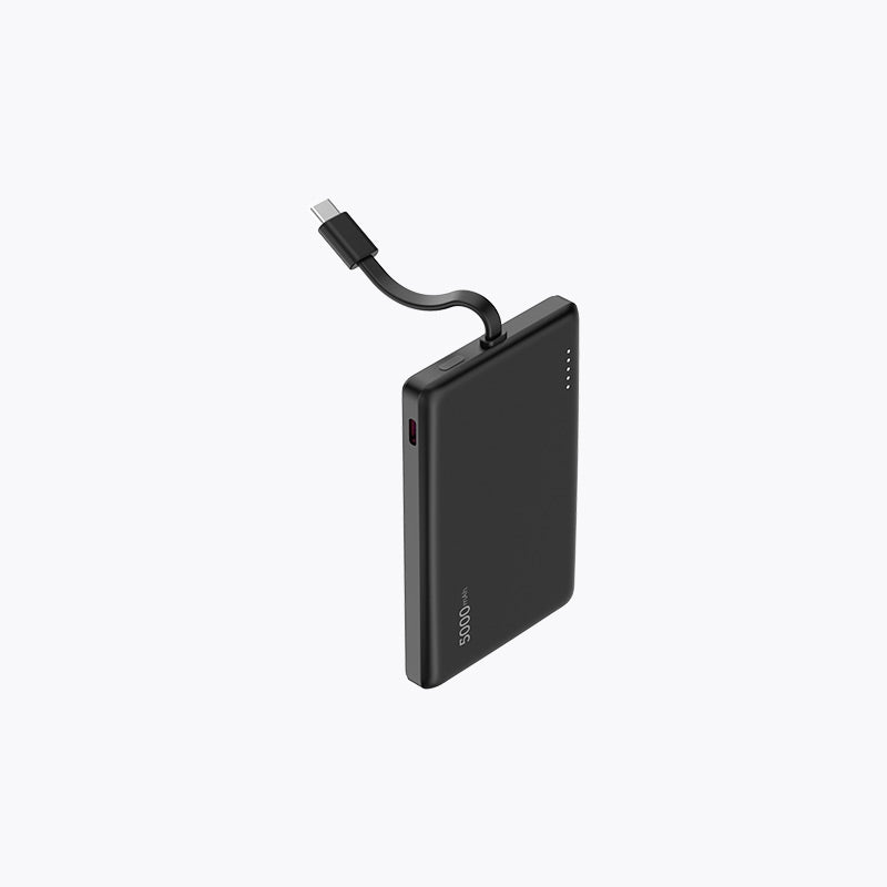 Ultra-Slim 5,000mAh Semi-Solid Power bank with Built-in Cable