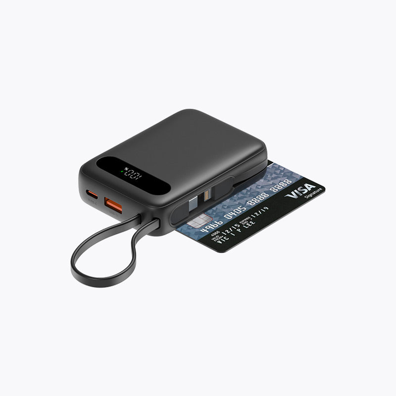 10,000mAh Power Bank with Built-in Cables & Semi-Solid-State Battery