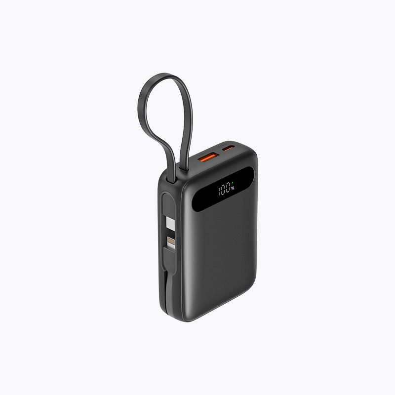 10,000mAh Power Bank with Built-in Cables & Semi-Solid-State Battery