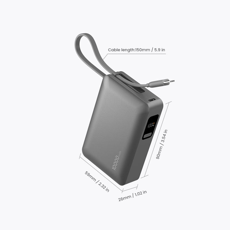 Compact with Built-in Cable Power Bank (10,000mAh)