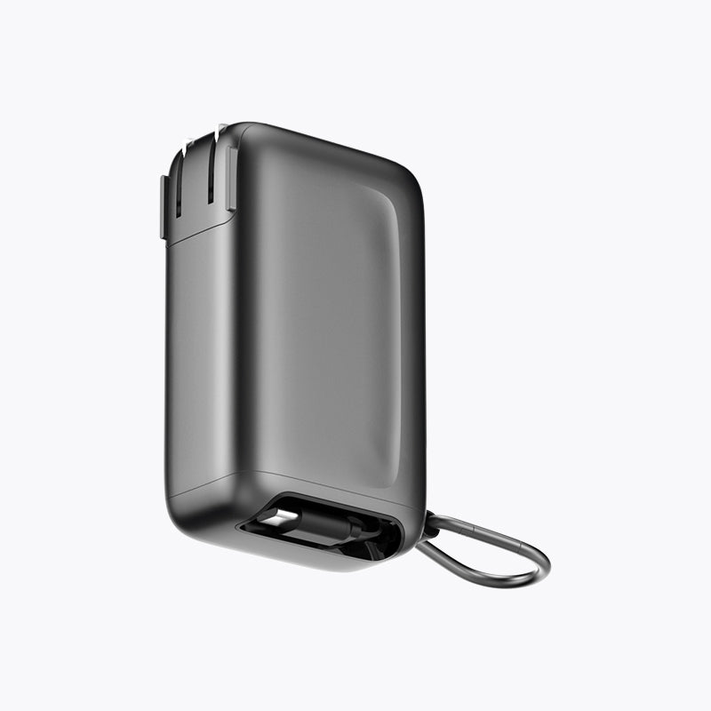 Retractable Cable Power Bank with Foldable AC Plug