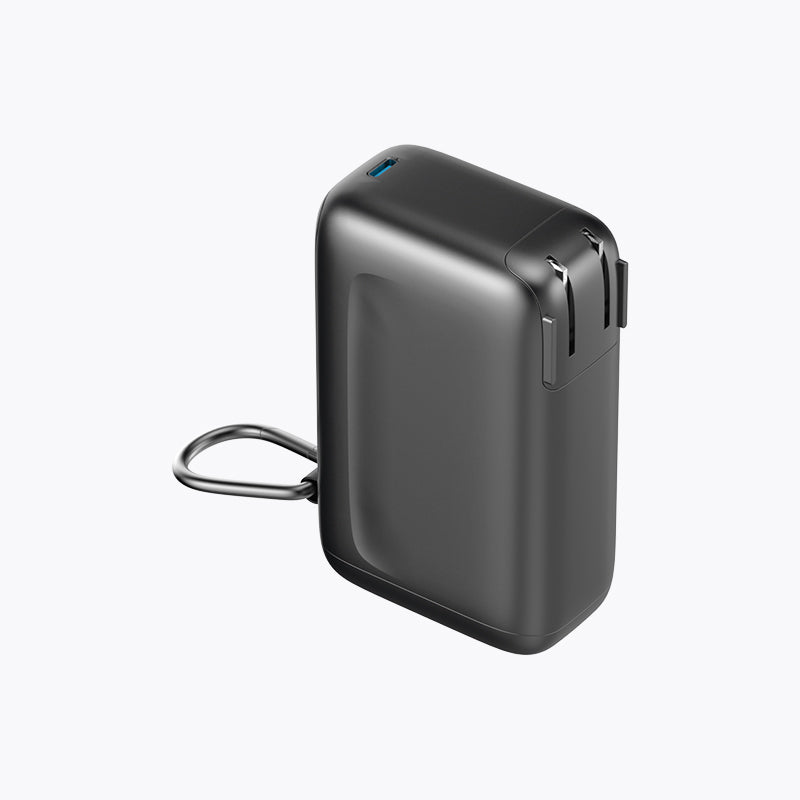 Retractable Cable Power Bank with Foldable AC Plug