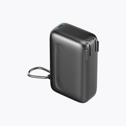 Retractable Cable Power Bank with Foldable AC Plug