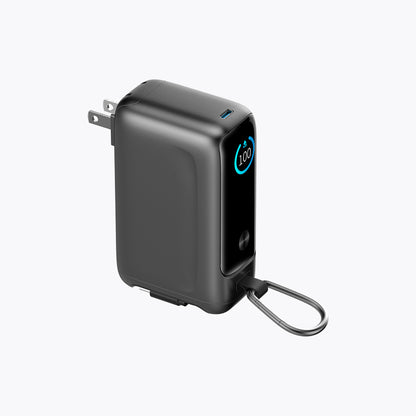 Retractable Cable Power Bank with Foldable AC Plug