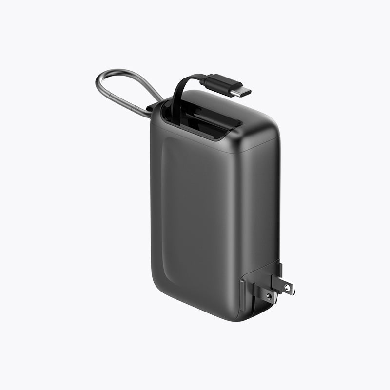 Retractable Cable Power Bank with Foldable AC Plug