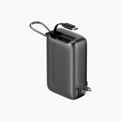 Retractable Cable Power Bank with Foldable AC Plug