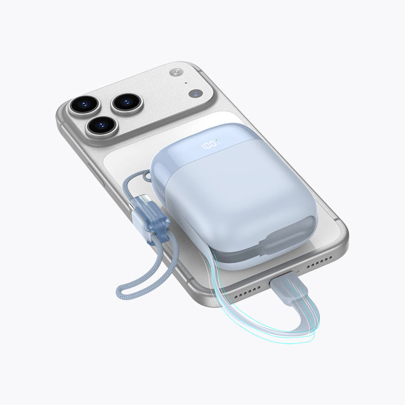 10K Mini Power Bank (45W, Built-In Cable)