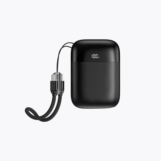 10K Mini Power Bank (45W, Built-In Cable)