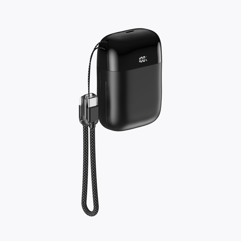 10K Mini Power Bank (45W, Built-In Cable)