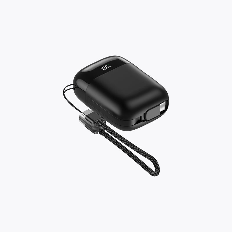 10K Mini Power Bank (45W, Built-In Cable)