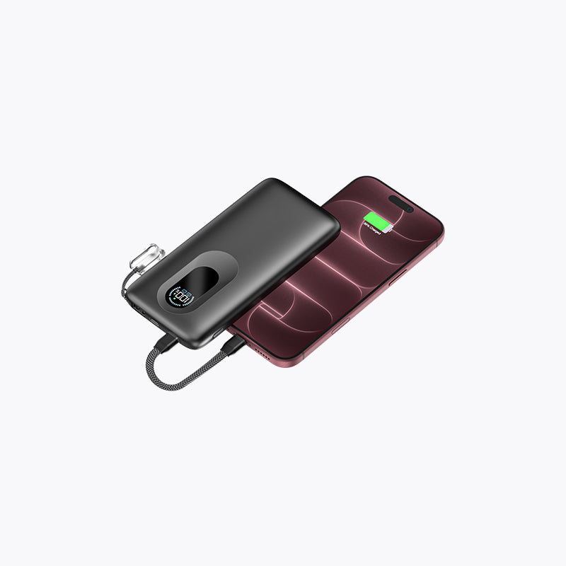 10,000mAh Detachable Built-in Cable Slim Power Bank