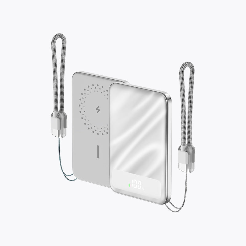 5,000mAh Magnetic Power Bank with Detachable Cable & Display