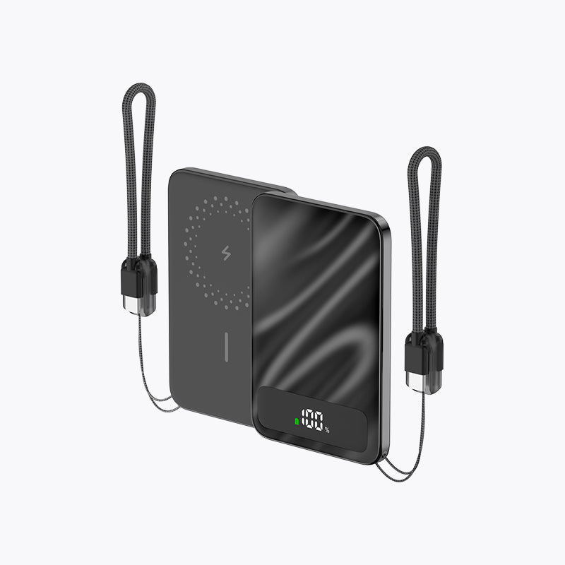 5,000mAh Magnetic Power Bank with Detachable Cable & Display