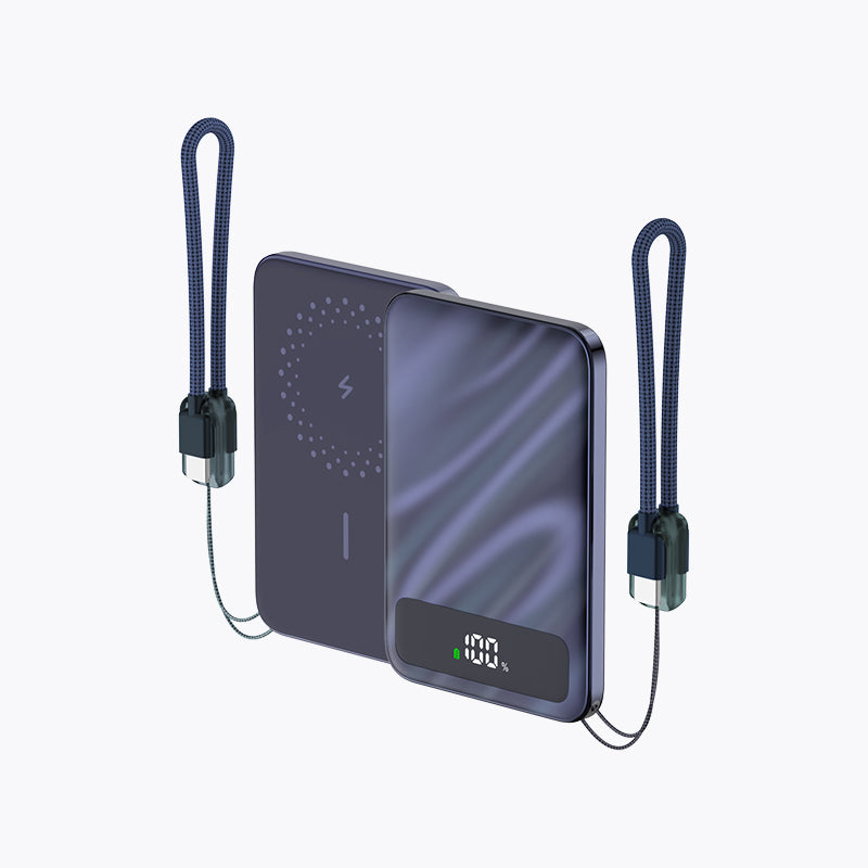 5,000mAh Magnetic Power Bank with Detachable Cable & Display