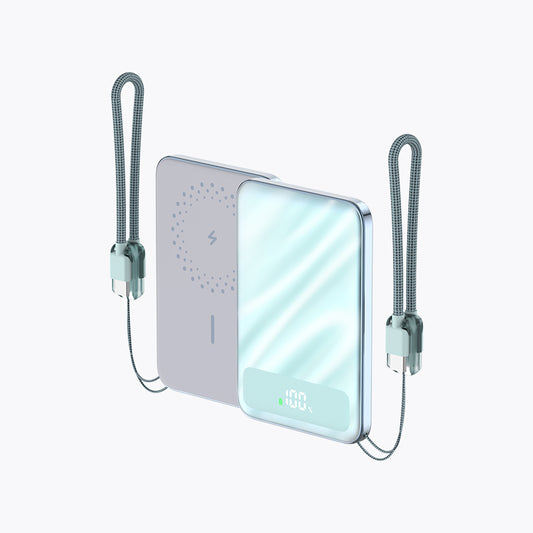 5,000mAh Magnetic Power Bank with Detachable Cable & Display